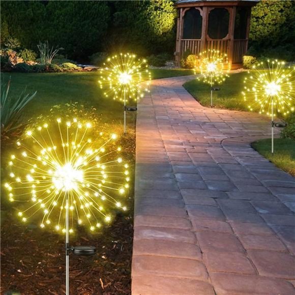 4-Pack Solar Outdoor Lights for Garden Decorations,360 LED Solar Firework Lights - Picture 1 of 6